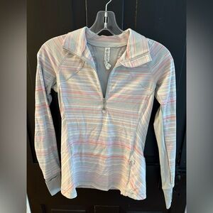 Lululemon Womens Race With Grace 1/2 Zip Striped Top Size 4